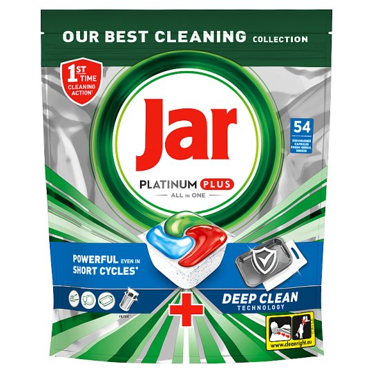 Jar Platinum Plus All in One Dishwasher Tablets Fresh Herbal Breeze, 54