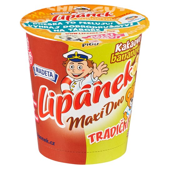 Madeta Lipánek Tradiční maxi duo kakaovo banánový 130g