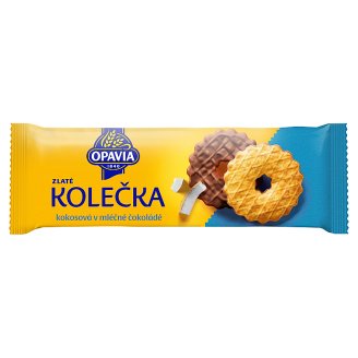 Opavia Zlatá Kolečka s kokosem polomáčená v mléčné čokoládě 146g