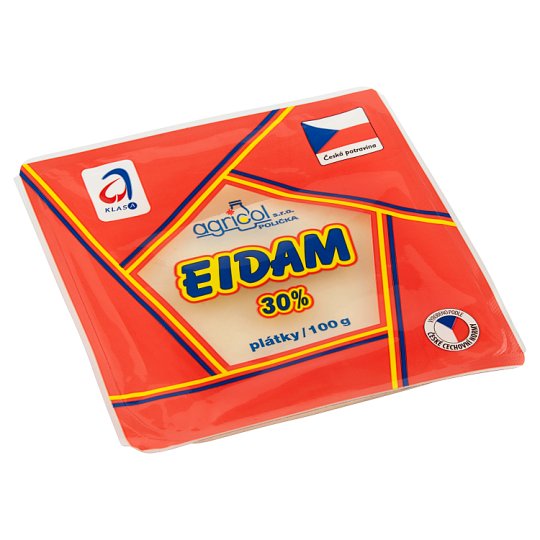 Agricol Eidam 30% polotvrdý sýr plátky 100g