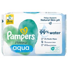 Pampers Harmonie Aqua Baby Wipes 3 Packs = 144 Wipes