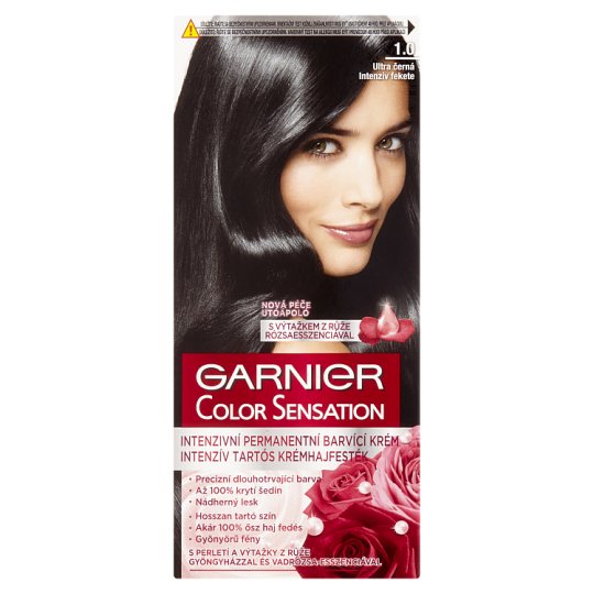 Garnier Color Sensation permanentní barva na vlasy 1 .0 ultra černá, 60 +40 +10 ml
