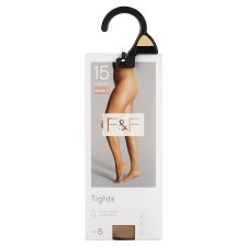 F&F 15 D Lycra Tights, M, Tan 5 Pack