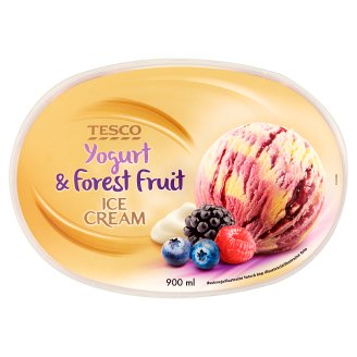 Tesco Mražený krém s jogurtem, polevou a kousky lesních plodů 900ml