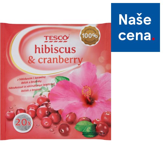 Tesco Ovocný čaj s ibiškem a brusinkovou příchutí 20 x 2g