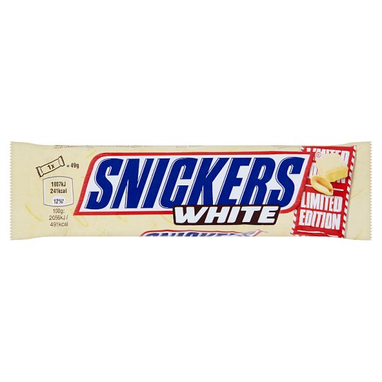 Snickers Bílá čokoláda plněná nugátem, karamelem a praženými arašidy 49g
