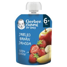 GERBER Natural kapsička jablko, banán a jahoda 90g