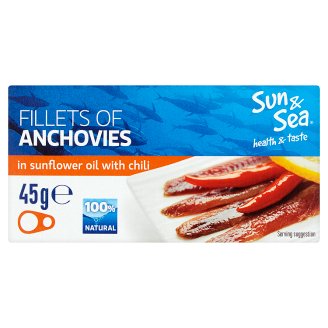 Sun&Sea Sardelové filety ve slunečnicovém oleji s chilli 45g