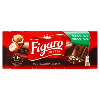 Figaro Ořechová hořká čokoláda s drcenými jádry lískových ořechů 90g
