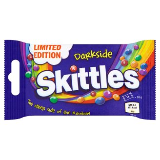 Skittles Darkside Žvýkací bonbóny v křupavé cukrové krustě s ovocnými příchutěmi 38g