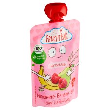 FruchtBar Organic Fruit Bag with Banana, Pear, Raspberry and Oats 100g