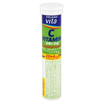 MaxiVita Vitamin C 240 mg acelora+zinek příchuť pomeranč & citron 24 šumivých tablet 72g