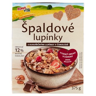 Bona Vita Špaldové lupínky s kukuřičnými lupínky v čokoládě 375g