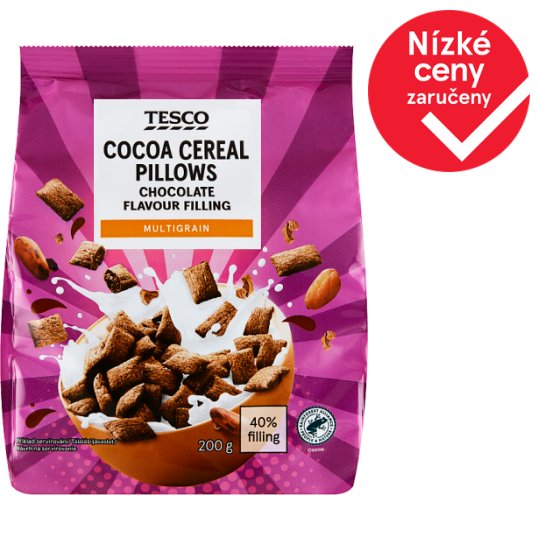 Tesco Cocoa Cereal Pillows Chocolate Flavour Filling 200g Tesco Groceries