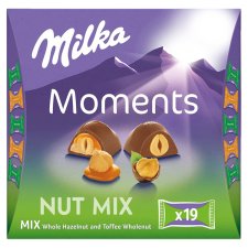 Milka Moments Nut Mix Box of Chocolates, Mix of Pralines with Whole Nuts 169g