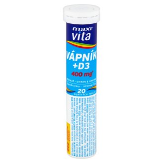 MaxiVita Vápník + D3 příchuť citron & limetka 20 šumivých tablet 76g
