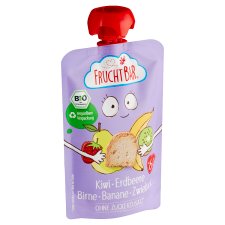 FruchtBar Organic Fruit Bag with Strawberries, Banana, Pear, Kiwi and Biscuit 100g