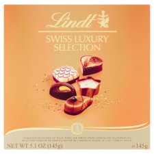 Lindt Swiss Luxury Selection kolekce plněných čokoládových bonbónů 14 ks 145g