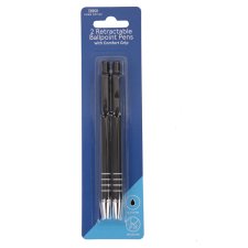 Tesco Grip Retractable Ball Pens Black 2 pcs