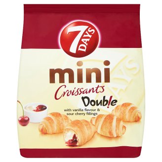 7 Days Doub!e Mini Croissant s náplní s vanilkovou příchutí a s náplní s višněmi 200g