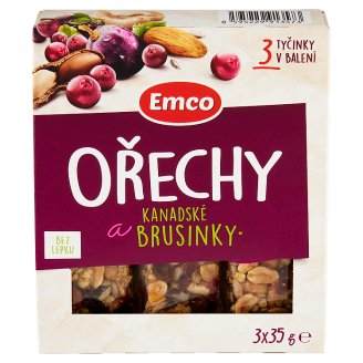 Emco Tyčinka s ořechy a kanadskými brusinkami 3 x 35g