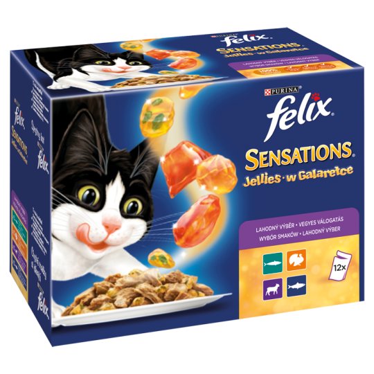 FELIX Sensations výběr v ochuceném želé s jehněčím, makrelou, sleděm a krůtou 12 x 100g