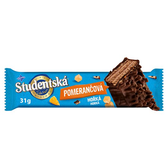 ORION STUDENTSKÁ PEČEŤ Orange, Wafer in Chocolate with Cocoa Filling and Orange Flavor 31g