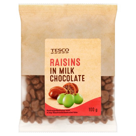 Tesco Rozinky v mléčné čokoládě 100g