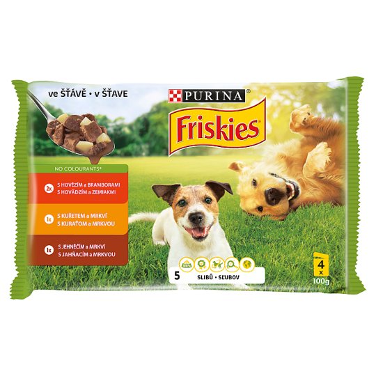 FRISKIES® PES VitaFit výběr s hovězím, kuřetem a jehněčím ve šťávě 4 x 100g