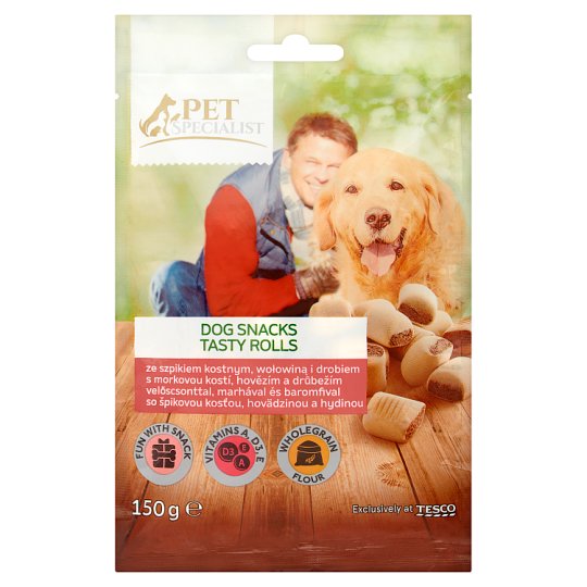 Tesco Pet Specialist Křupavé sušenky s morkovou kostí, hovězím a drůbežím 150g