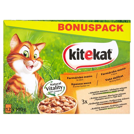 Kitekat Farmářské menu ve šťávě kompletní krmivo pro dospělé kočky 12 x 100g