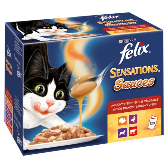 FELIX Sensations Sauces kousky v omáčkách výběr s hovězím, jehněčím, krůtou a kachnou 12 x 100g