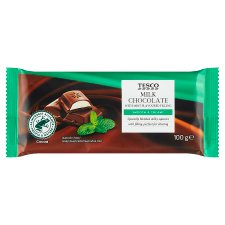 Tesco Milk Chocolate with Mint Flavoured Filling 100g