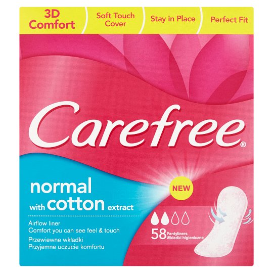 Carefree Normal slipové vložky s výtažkem z bavlny 58 ks