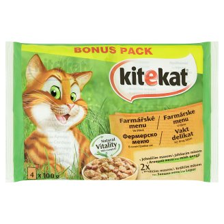 Kitekat Farmářské menu ve šťávě kompletní krmivo pro dospělé kočky 4 x 100g