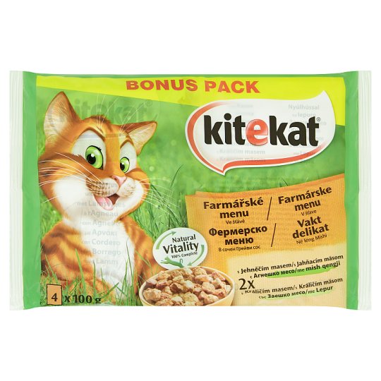 Kitekat Farmářské menu ve šťávě kompletní krmivo pro dospělé kočky 4 x 100g