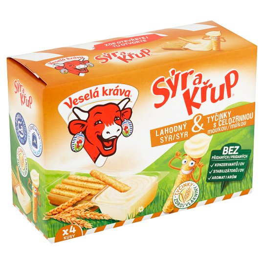 Veselá Kráva Sýr a Křup Lahodný sýr & tyčinky s celozrnnou moukou 4 x 35g