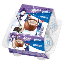 Milka Snowballs Oreo, mléčná čokoláda, mléčná náplň a kousky Oreo sušenky 112g