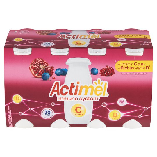 Actimel Probiotic Drink Pomegranate-Blueberry with Added Vitamin C 8 x 100g
