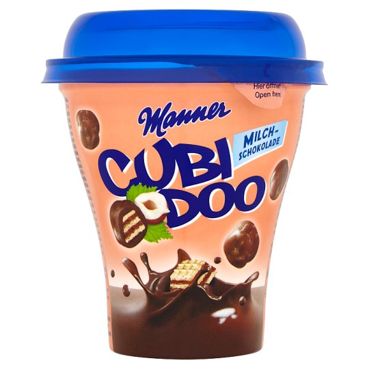 Manner Cubi Doo oplatky s krémovou kakaovou a oříškovou náplní potažené mléčnou čokoládou 140g