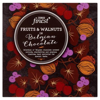 Tesco Finest Směs kandovaných třešní Amarena, ořechů a klikvy v čokoládě 80g