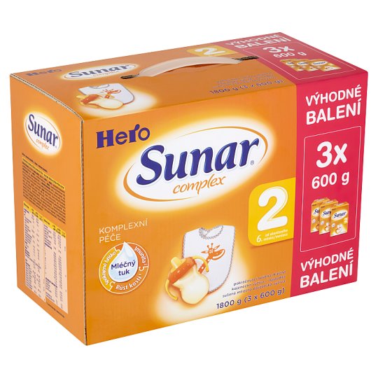 Sunar Complex 2 pokračovací sušená mléčná kojenecká výživa 3 x 600g