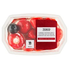 Tesco Cherry Peppers Spicy Stuffed with Cream Cheese & Black Olives 150g