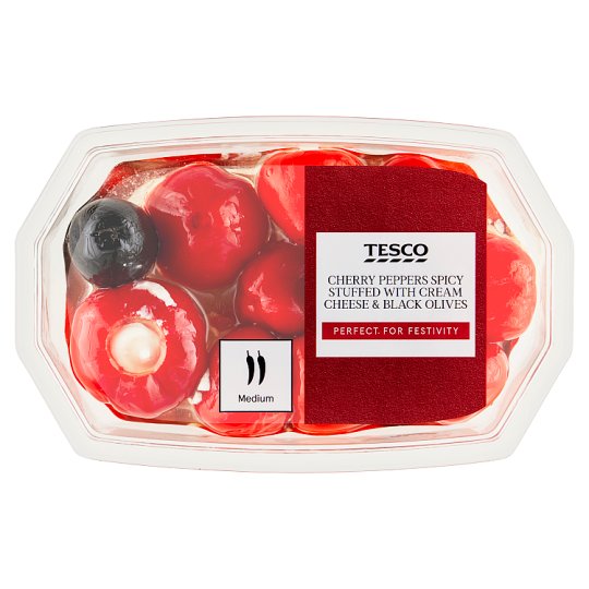 Perla Cherry Peppers Spicy Stuffed with Cream Cheese & Black Olives 150g