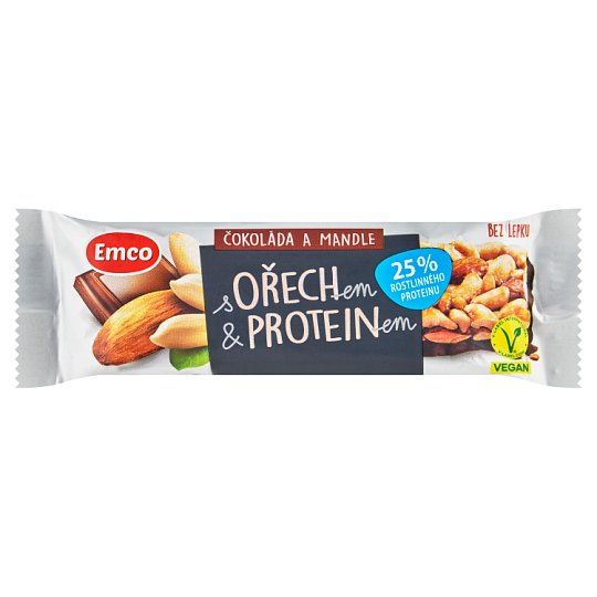 Emco Tyčinka s ořechem & proteinem čokoláda a mandle 40g