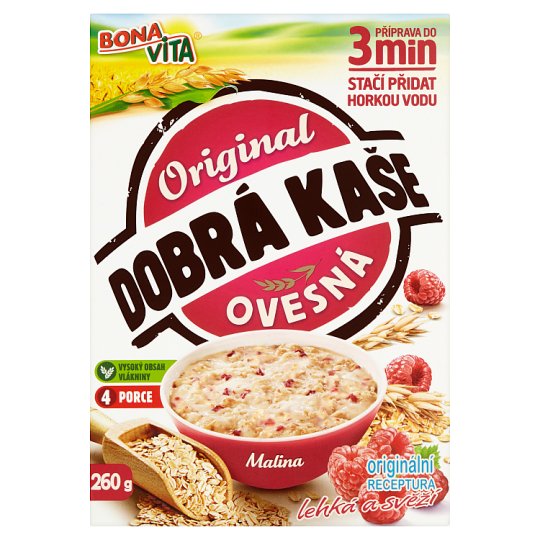Bona Vita Dobrá Kaše Original ovesná kaše malina 4 x 65g