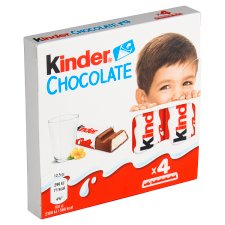 Kinder Chocolate Milk Chocolate Bars with Milk Filling 4 pcs 50g