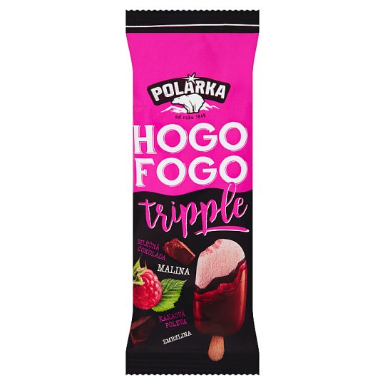 Polárka Hogo Fogo Tripple zmrzlina mléčná čokoláda, malina, kakaová poleva 69g