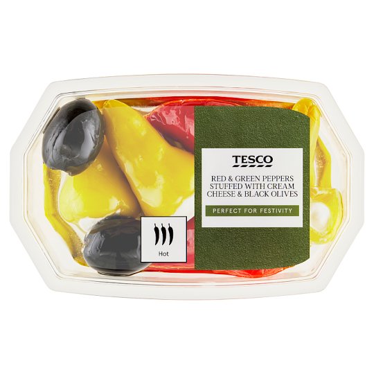 Perla Red & Green Peppers Stuffed with Cream Cheese & Black Olives 150g