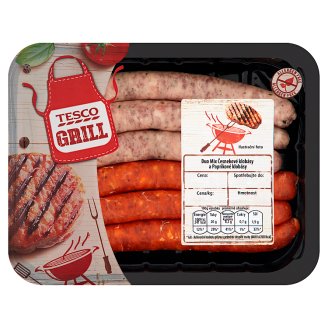Tesco Grill Duo Mix Česnekové klobásy a Paprikové klobásy 0,300kg